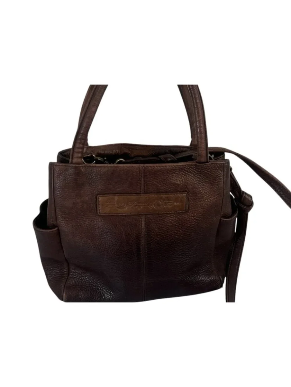 Vintage Fossil 1954 Pebbled Black Leather Crossbody Bag 75082
